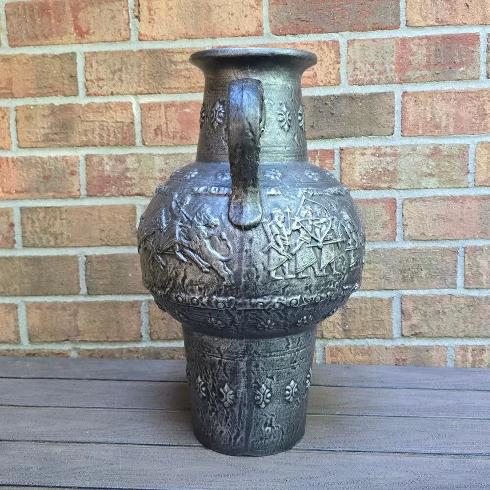 Large Floor Vase Handle W. Germany 434-45 Ceramic Vintage Gray Frieze Royal Hunt